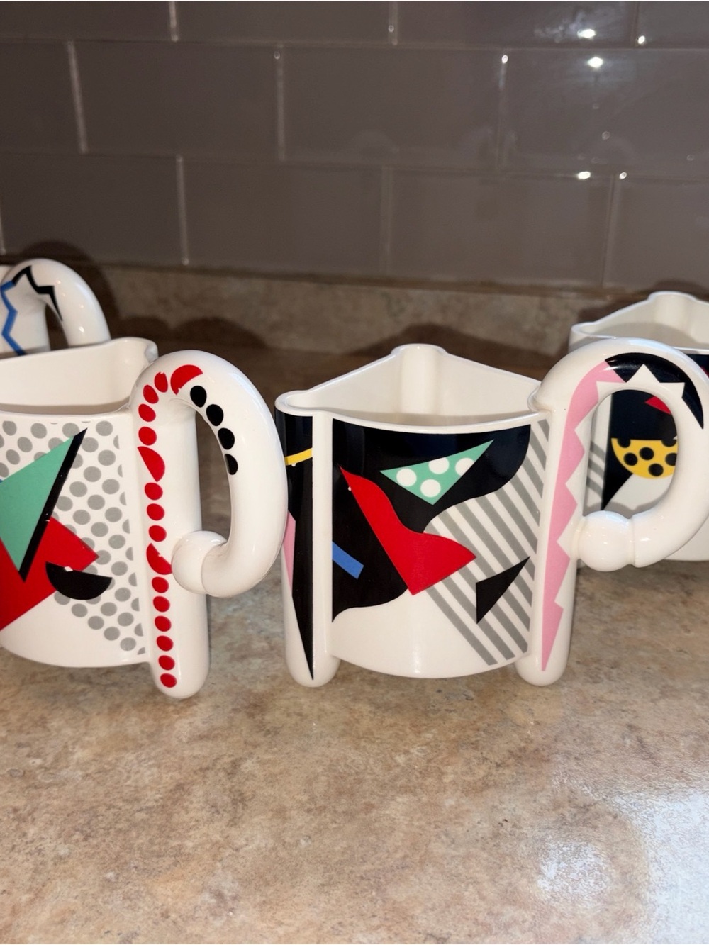 RARE 1980s POSTMODERN KATO KOGEI FUJIMORI CARNIVAL MUGS - SET OF 4
